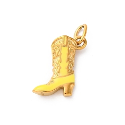 Золотистый 304 нержавеющей стальной эмали подвески, с целью перехода в кольце, ионное покрытие (ip), реальный 14 k позолоченный, ковбойские сапоги очарование, золотые, 18.5x15x5.5 мм, отверстие : 5.5x3.7 мм