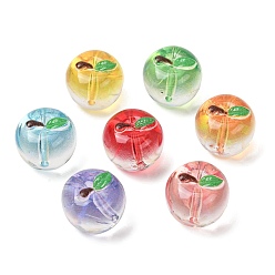 Mixed Color Electroplate Transparent Resin Imitation Food Beads, Apple, Mixed Color, 15x13mm, Hole: 1.6mm