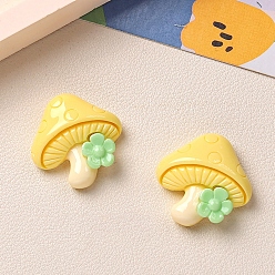 Желтый Непрозрачные кабошоны из смолы, Mushroon, желтые, 26x25 мм