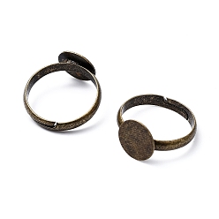 Antique Bronze Brass Pad Ring Base Findings, Adjustable, Cadmium Free & Nickel Free & Lead Free, Antique Bronze, 19mm