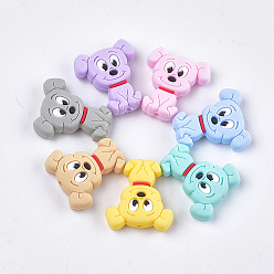 Mixed Color Food Grade Eco-Friendly Silicone Focal Beads, Puppy, Chewing Beads For Teethers, DIY Nursing Necklaces Making, Beagle Dog, Mixed Color, 28x25x7.5mm, Hole: 2mm
