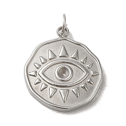 Stainless Steel Color 304 Stainless Steel Pendant Rhinestone Settings, Flat Round with Eye, Stainless Steel Color, Fit for 1.5mm Rhinestone, 17x15x2mm, Hole: 2.7mm