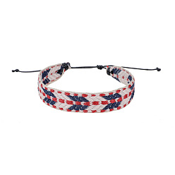 Arrow Cotton Flat Cord Bracelet with Wax Ropes, Braided Ethnic Tribal Adjustable Bracelet for Women, Arrow, 7-1/4 inch(18.5cm)