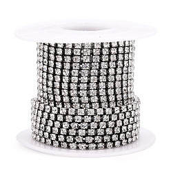 Кристалл Железа горный хрусталь стразы цепи, Цепочки со стразами в форме чашки , платины цвет гальваническим, без никеля , с катушкой, кристалл, сс 10, 2.6 мм, около 16.40 футов (5 м) / рулон