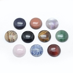 Mixed Stone Natural & Synthetic Mixed Stone Cabochons, Flat Round, 24.5~25x4~7mm