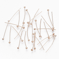 Rose Gold Brass Ball Head pins, Cadmium Free & Lead Free, Rose Gold, Size: about 0.5mm thick, 24 Gauge,, 20mm long, Head: 1.5mm.