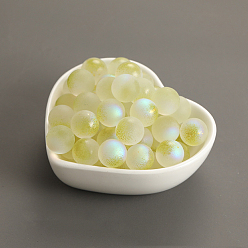Jaune Perles de verre tchèques, sans trou, avec de la poudre de paillettes, ronde, jaune, 10mm