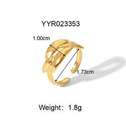 Лист 304 из нержавеющей стали Манжета кольца для женщин, реальный 18 k позолоченный, лист, 10 мм, размер США 7 (17.3 мм)