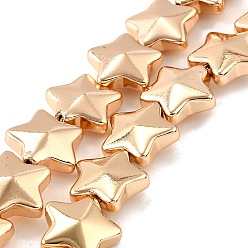 Светло-Золотое Покрытие Стеклянные бусины с гальваническим покрытием , звезда, полное покрытие, граненые, свет позолоченные, 13x13.5x5.5 мм, отверстие : 0.8 мм, около 36 шт / нитка, 15.98'' (40.6 см)