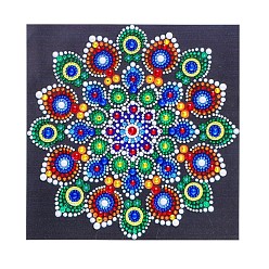 Flower DIY Mandala Diamond Painting Kits, including Resin Rhinestones, Diamond Sticky Pen, Tray Plate and Glue Clay, Flower Pattern, 300x300mm