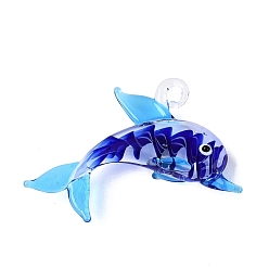 Синий Большие подвески, лэмпворк, ручная работа , прелести дельфинов, синие, 54~56x65~68x15~16.5 мм, отверстие : 5~6x6~7 мм