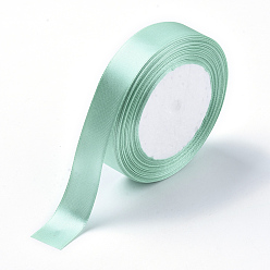 Pale Turquoise Single Face Solid Color Satin Ribbon, for Gift Packaging, Party Decoration, Pale Turquoise, 5/8 inch(15~16mm), about 25yards/roll(22.86m/roll), 10rolls/group