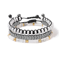 FK1488 Natural Rectangle Amethyst Bracelet with Black Onyx Beaded Wheel and Braided Set for Men