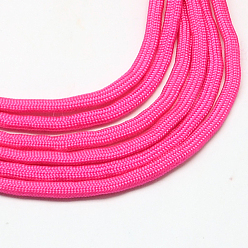 Темно-Розовый 7 внутренние сердечники веревки из полиэстера и спандекса, ровный цвет, для изготовления веревочных браслетов, темно-розовыми, 4~5 мм, около 109.36 ярдов (100 м) / пачка, 420~500 г / пачка