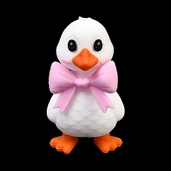 Pink Силиконовые бусины, фокусные бусы, 3Утка с луком, розовые, 35x20x23 мм, отверстие : 2 мм