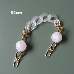 Clear Resin Bag Handles, with Iron Clasp, for Bag Straps Replacement Accessories, Light Gold, Clear, 34x2.5cm
