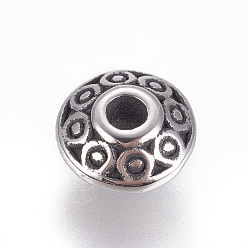 Antique Silver 304 Stainless Steel Spacer Beads, Rondelle, Antique Silver, 6.5x3.5mm, Hole: 1.6mm
