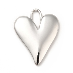 Stainless Steel Color 304 Stainless Steel Pendants, Heart Charms, Stainless Steel Color, 33x25x3mm, Hole: 11.5x4.5mm