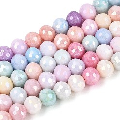 Разноцветный Антикоррозийные гальванические стеклянные бусины, круглые, имитация драгоценных камней, граненый(96 граненый), красочный, 6 мм, отверстие : 1 мм, около 71~72 шт / нитка, 14.96~15.16 дюйм (38~38.5 см)