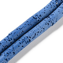 Королевский синий Нити синтетических бусин, окрашенных в лавовый камень, колонка, королевский синий, 13~14x4 мм, отверстие : 1 мм, около 28 шт / нитка, 15.08'' (38.3 см)