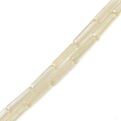 Beige Electroplate Glass Beads Strands, Full Rainbow Plated, Cuboid, Beige, 20x4x4mm, Hole: 0.8mm, about 38pcs/strand, 30.31 inch(77cm)