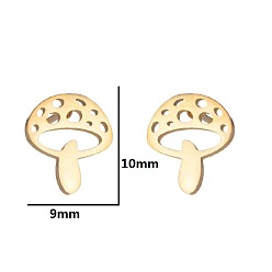 Golden Mushroom Unique Asymmetric Love Lock Mushroom Earrings with Maple Leaf Design for Spring