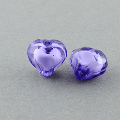 Indigo Transparent Acrylic Beads, Bead in Bead, Faceted, Heart, Indigo, 9x10x6mm, Hole: 2mm, about 1700pcs/500g