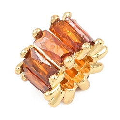 Верблюжий Латунные микро проложить Цирконий Европейский бисером, баррель, большое отверстие шарик, долговечный, стойки покрытие, без свинца и без кадмия, реальный 18 k позолоченный, верблюжие, 11.5x7 мм, отверстие : 6 мм