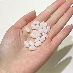White Transparent Czech Glass Beads, Pakchoi, White, 11x7mm