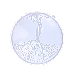 Flat Round Tree of Life Display Decoration DIY Silicone Molds, Resin Casting Molds, For UV Resin, Epoxy Resin Craft Making, Flat Round, 256x10mm