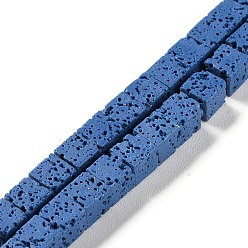 Royal Blue Synthetic Lava Rock Dyed Beads Strands, Cube, Royal Blue, 6~7x6~6.5x6~6.5mm, Hole: 0.7mm, about 60pcs/strand, 14.76''(37.5cm)