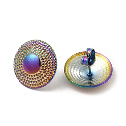 Rainbow Color Ионное покрытие (ip) 304 плоские круглые серьги-гвоздики из нержавеющей стали для женщин, Радуга цветов, 15.5 мм, штифты : 0.8 мм
