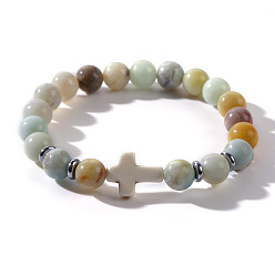 Морганит Натуральные морганитовые вышитые бисером браслеты, Бижутерия в виде креста из синтетической бирюзы для женщин и мужчин, 7.09 дюйм (18 см)