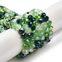 Lime Green Glass Beads Strands, Faceted, Rondelle, Lime Green, 4x3mm, Hole: 0.4mm, about 123~127pcs/strand, 15.75~16.5 inch(40~42cm)