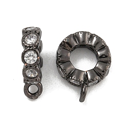 Черный Покрытие стойки латунь микропаве прозрачные кубические циркониевые подвески, без свинца и без кадмия, долговечный, круглые, чёрные, 11.5x8.5x3 мм, отверстие : 1.4 мм
