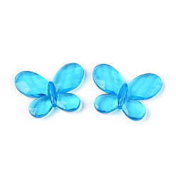 Светло-Голубой Прозрачные акриловые бусины, бабочка, граненые, Небесно-голубой, 35x46x7 мм, отверстие : 2.2 мм, Около 93 шт / 500 г