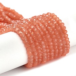 Легкий Лосось Запекание расписных стеклянных бусин с имитацией нефрита, граненые, шайба, светлый померанцевый, 4x3 мм, отверстие : 1 мм, около 105~110 шт / нитка, 38~39 см