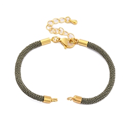 Средний Морско-зеленый Изготовление браслетов из нейлоновых шнуров, подходящих для подвесок с разъемами, с латунными выводами и 304 застежками из лобстера из нержавеющей стали, долговечный, средний морской зеленый, 6-1/2~6-3/4 дюйм (16.5~17 см), отверстие : 1.8 мм