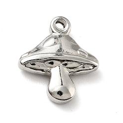 Stainless Steel Color 201 Stainless Steel Machine Polishing Charms, Mushroom, Stainless Steel Color, 13x12x3.5mm, Hole: 1.2mm