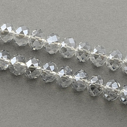 Gainsboro Electroplate Glass Bead Strands, Faceted Rondelle, Gainsboro, 3.5x2.5mm, Hole: 1mm, about 140pcs/strand