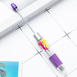 Medium Purple Plastic Ball-Point Pen, Beadable Pen, for DIY Personalized Pen with Jewelry Beads, Medium Purple, 149x14mm