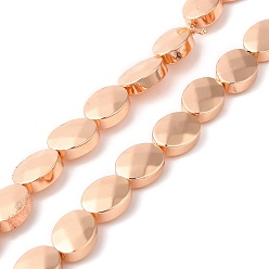 Rose Gold Plated Electroplate Non-magnetic Synthetic Hematite Beads Strands, Oval, Faceted, Rose Gold Plated, 8x6x3mm, Hole: 1mm, about 50pcs/strand, 15.91''(40.4cm)
