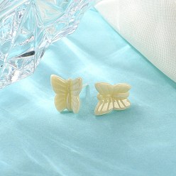 Navajo White Hypoallergenic Bioceramics Zirconia Ceramic Butterfly Stud Earrings, No Fading and Nickel Free, Navajo White, 11.5x10.5mm