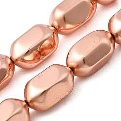 Гальванический Розовый Золотой Стеклянные бусины с гальваническим покрытием , овальные, граненые, покрытием из розового золота, 20x11~11.5 мм, отверстие : 1.2 мм, около 21 шт / нитка, 15.75'' (40 см)