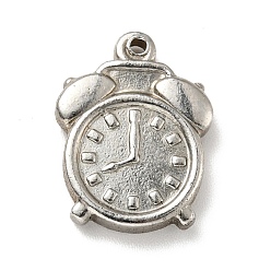 Stainless Steel Color 201 Stainless Steel Machine Polishing Pendants, Clock, Stainless Steel Color, 16.5x12.5x3mm, Hole: 1.2mm