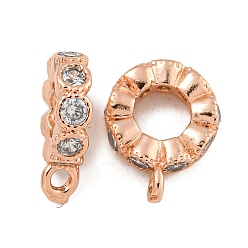 Розовое Золото Покрытие стойки латунь микропаве прозрачные кубические циркониевые подвески, без свинца и без кадмия, долговечный, круглые, розовое золото , 11.5x8.5x3 мм, отверстие : 1.4 мм