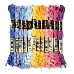 Mixed Color 12 Skeins 12 Colors 6-Ply Polyester Embroidery Floss, Cross Stitch Threads, Bright Sunset Color Series, Mixed Color, 0.5mm, about 8.75 Yards(8m)/Skein, 12 skeins/set