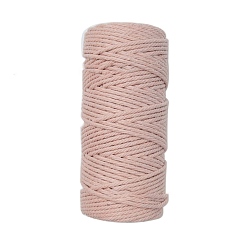 Rosy Brown 4-Ply 100M Cotton Macrame Cord, Macrame Twisted Cotton Rope, for Wall Hanging, DIY Crafts, Rosy Brown, 3mm, about 109.36 Yards(100m)/Roll