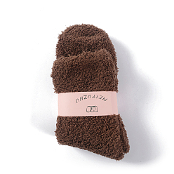 Coconut Brown Polyester Faux Fur Knitting Socks, Winter Warm Thermal Socks, Coconut Brown, 250x70mm