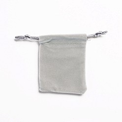 Light Grey Rectangle Velours Jewelry Bags, Light Grey, 8.8x7cm